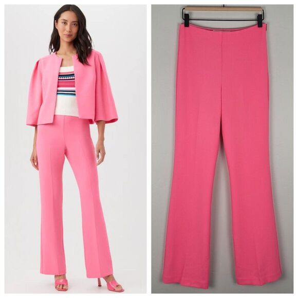 Trina Turk Chimayo Pant Kick Flare Full Lenght High Rise Pink Size 0 NWT - Picture 1 of 13
